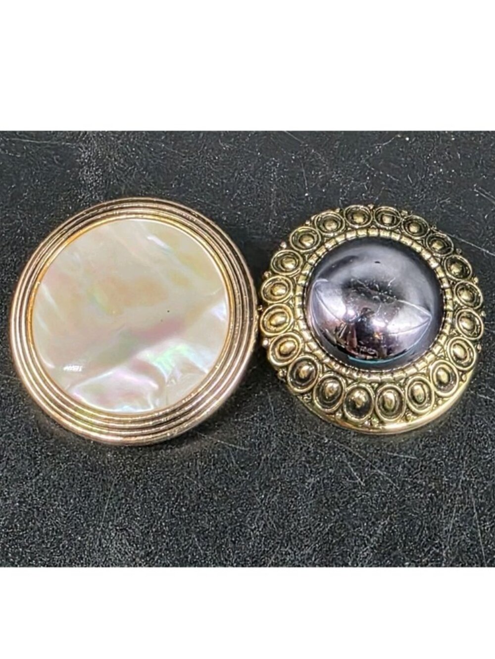 Pair Of Vintage Scarf Clip Pair W.Germany Gold Tone Mother Of Pearl Retro Boho